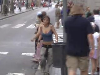 Great daughter With Big Tits Walking On Street