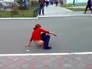 Drunk Russian mistress Peeing In Streets